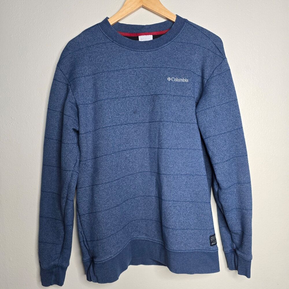 COLUMBIA Blue Knit Sweater Pull-over Large Cotton Blend